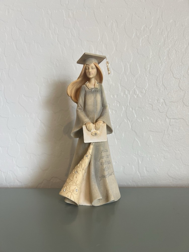 Foundations Graduation Girl Stone Resin Figurine, 7.68”