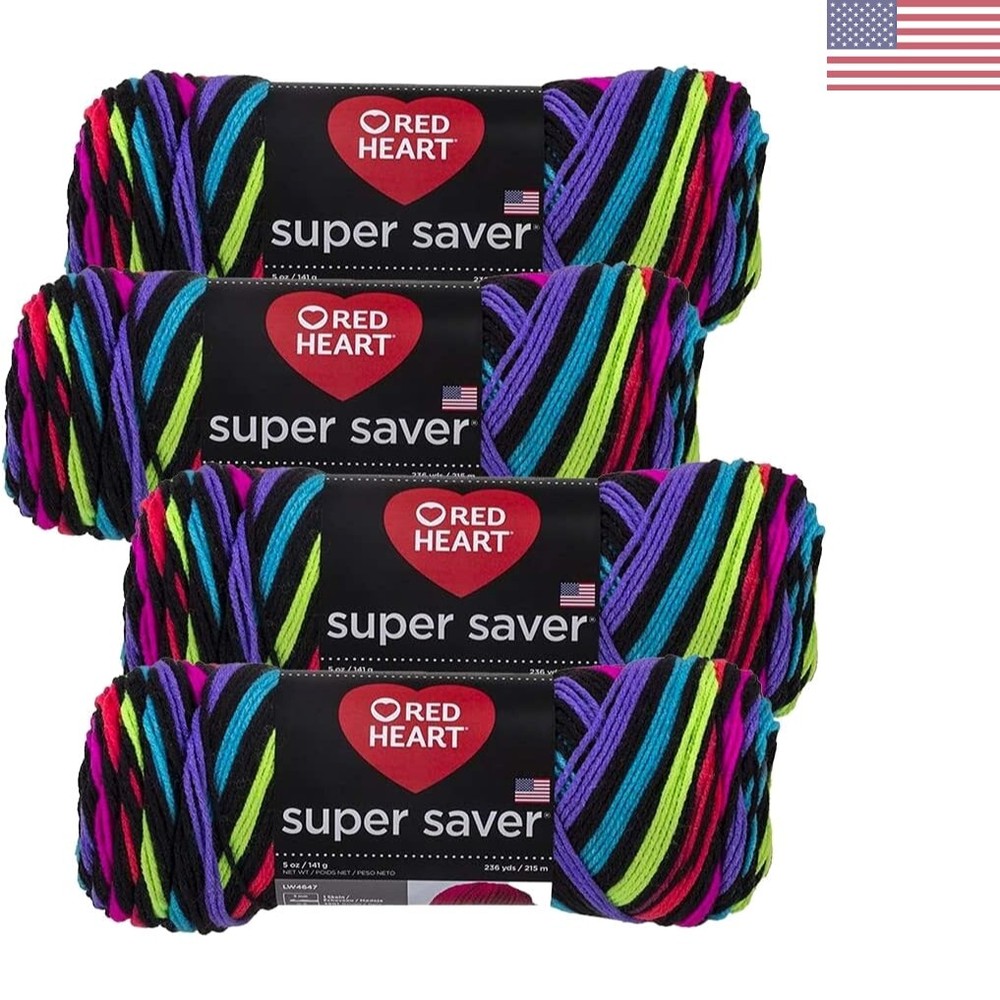 Super Saver Yarn 4-Pack of 5oz Skeins Neon Stripe