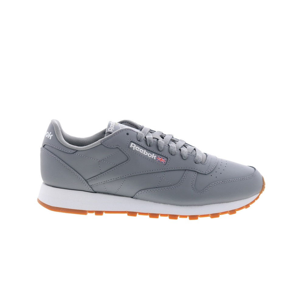 Reebok Classic Leather Mens Gray Lace-Up Lifestyle Sneakers