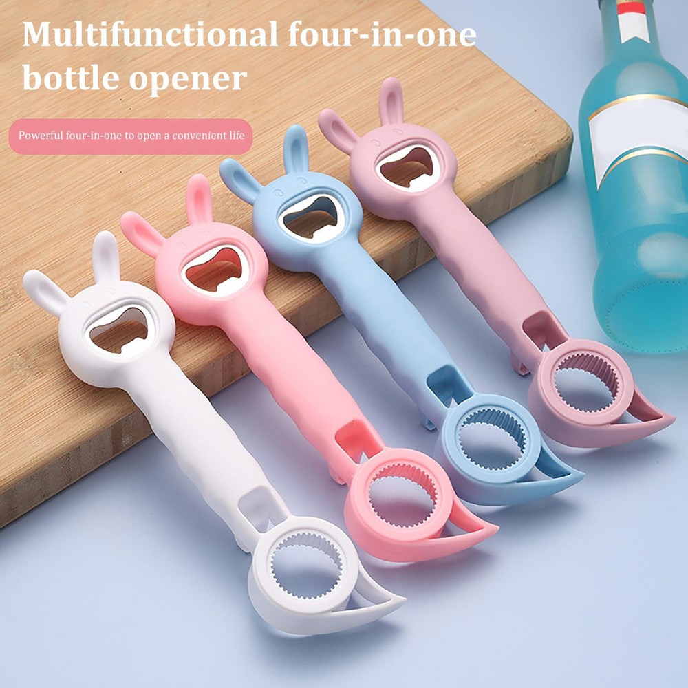 1~4Pcs 4 in 1 Beer Bottle Opener Multifunction Jar Can Bottle Juice Lid Openers