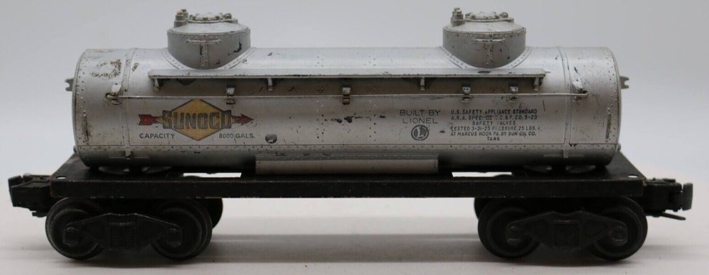 LIONEL O GAUGE SUNOCO OIL TANKER 6465 1:48 SINGLE HOLE CHASSIS