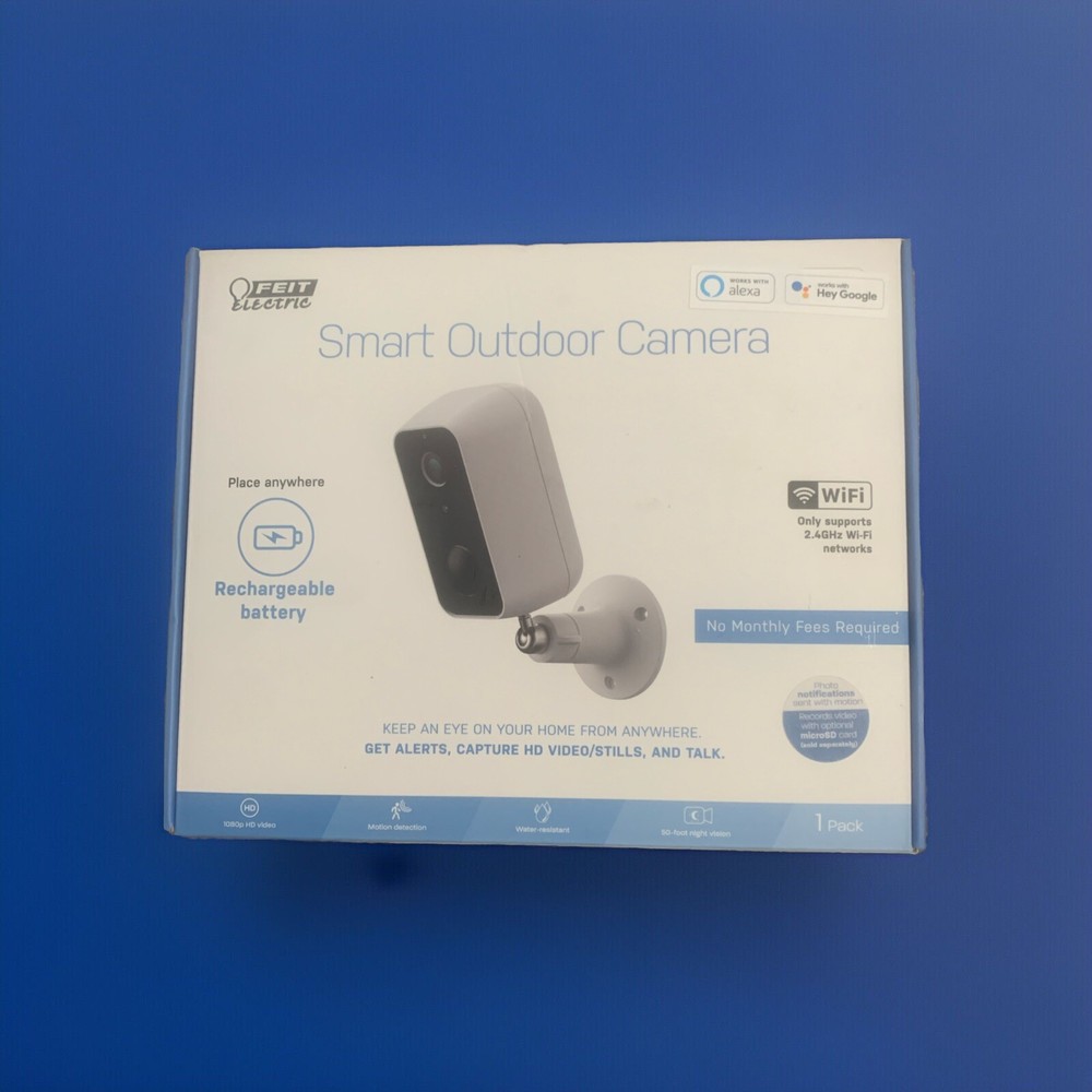 FEIT Outdoor WiFi Surveillance Camera with 50ft Motion Detection and Rechargeable Battery