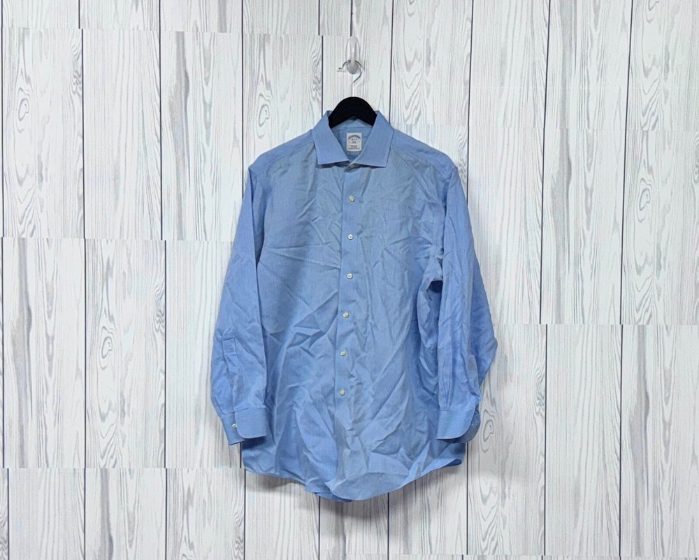 Brooks Brothers dress shirt mens size 16-32/33 button up long sleeve solid blue