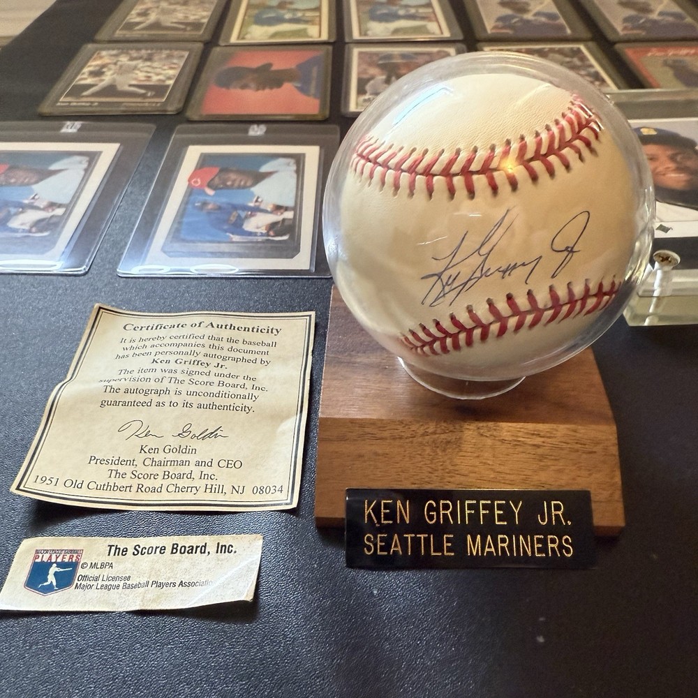 Ken Griffey Sign Ball And rookie cards and more Card Collection