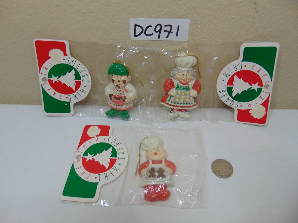 Seasonal Specialties Tree Trim Trends 1990 Ceramic Ornaments Lot of Baking Vtg-image