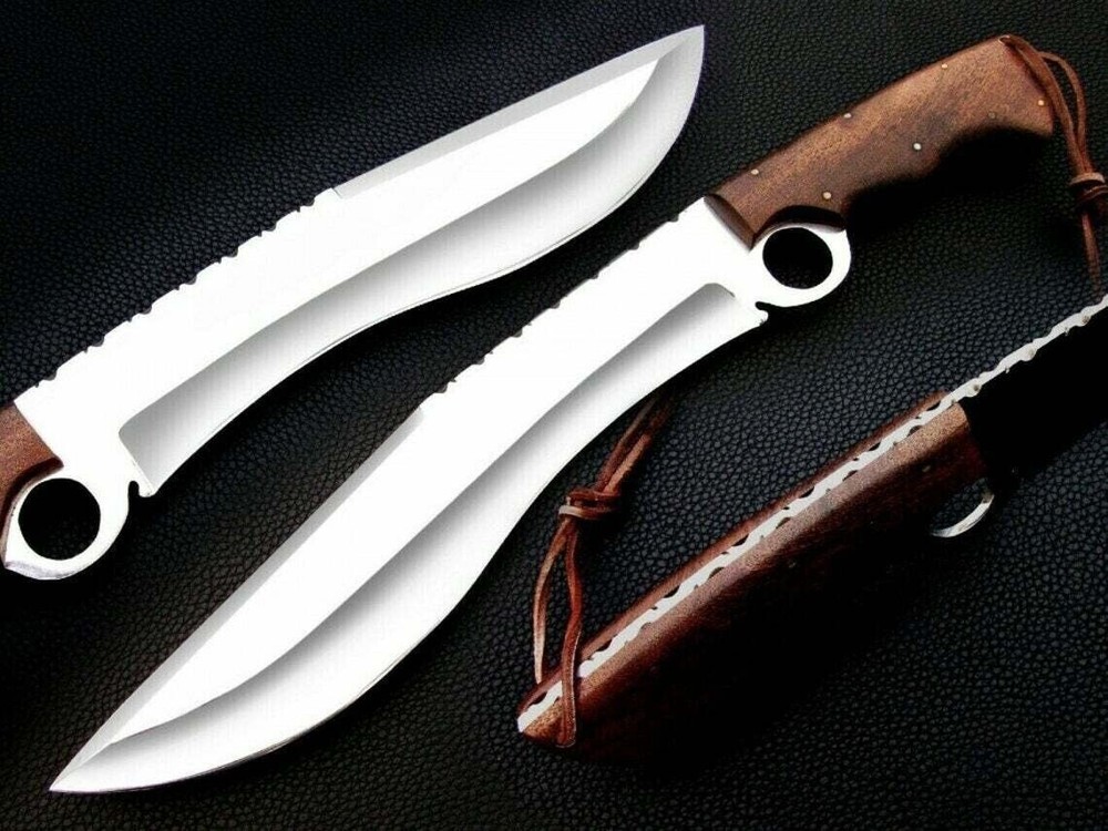 Custom Full Tang D2 Steel Bowie Knife for Hunting Survival with Sheath