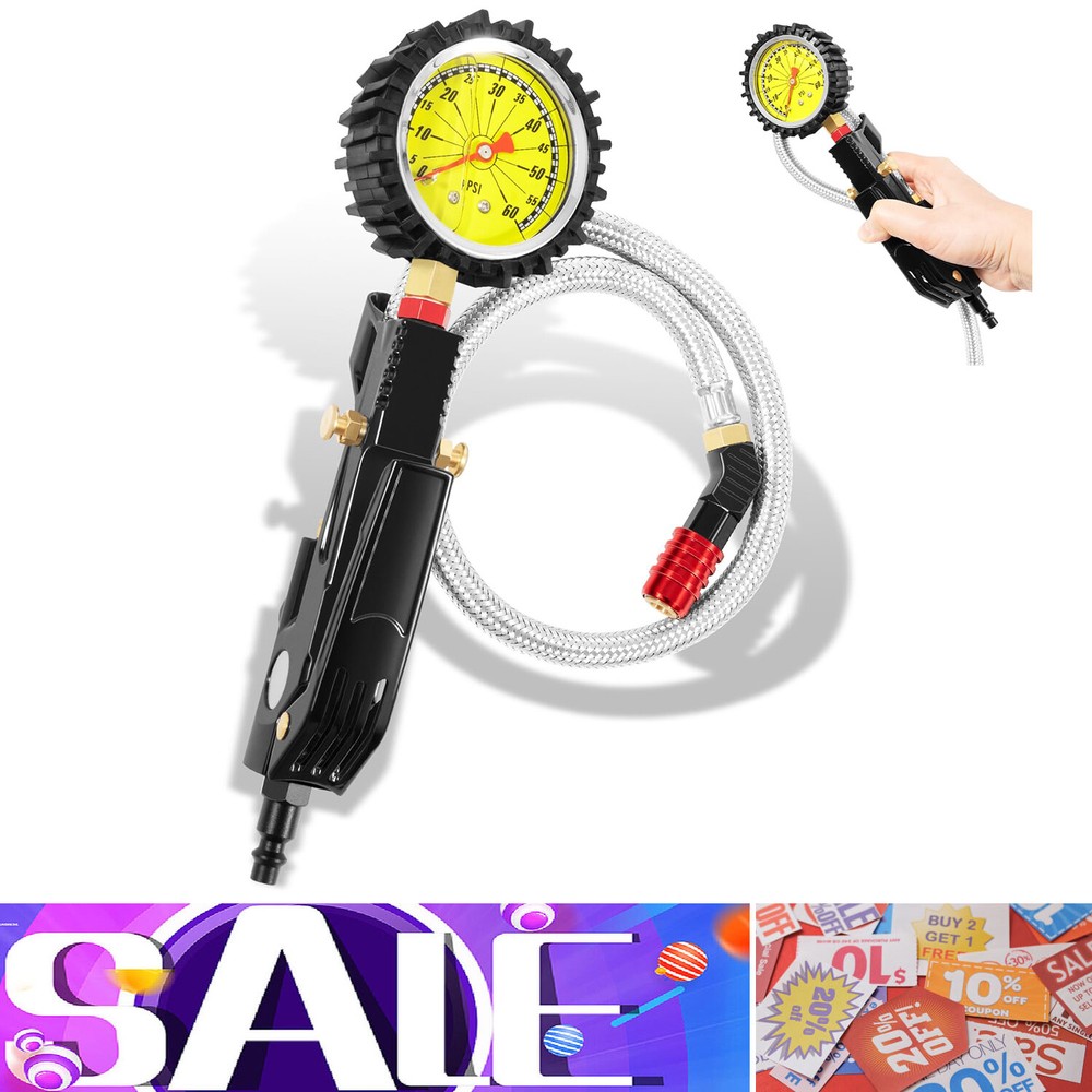 TIG-9200 Tire Inflator W/ Pressure Gauge 0-60 psi Air Chuck Compressor Accessory