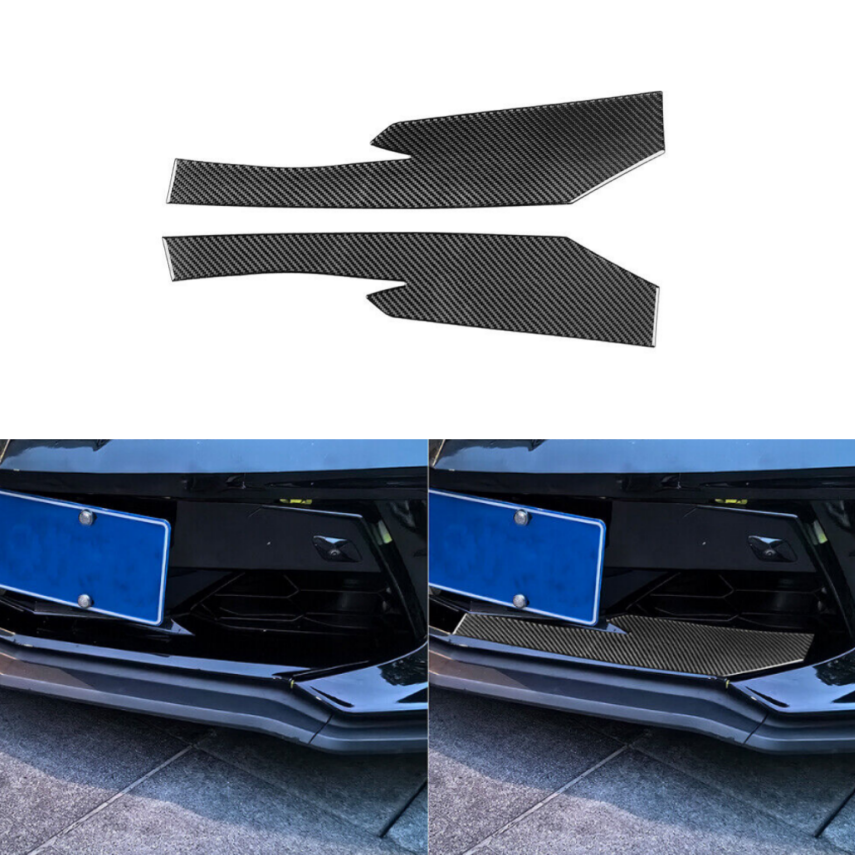 For Corvette C8 2020-2024 Real Carbon Fiber Car Exterior Front Lip Cover Trim