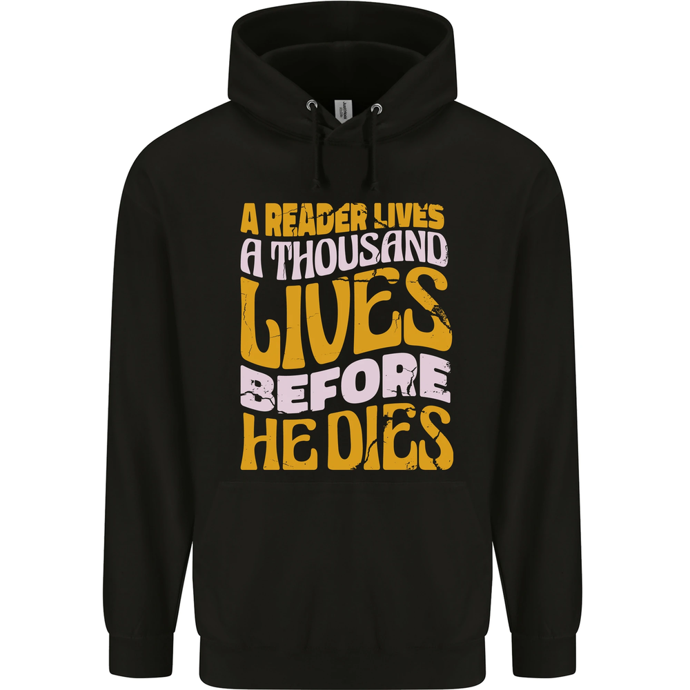 Bookworm Reading a Reader Dies Funny Mens 80% Cotton Hoodie