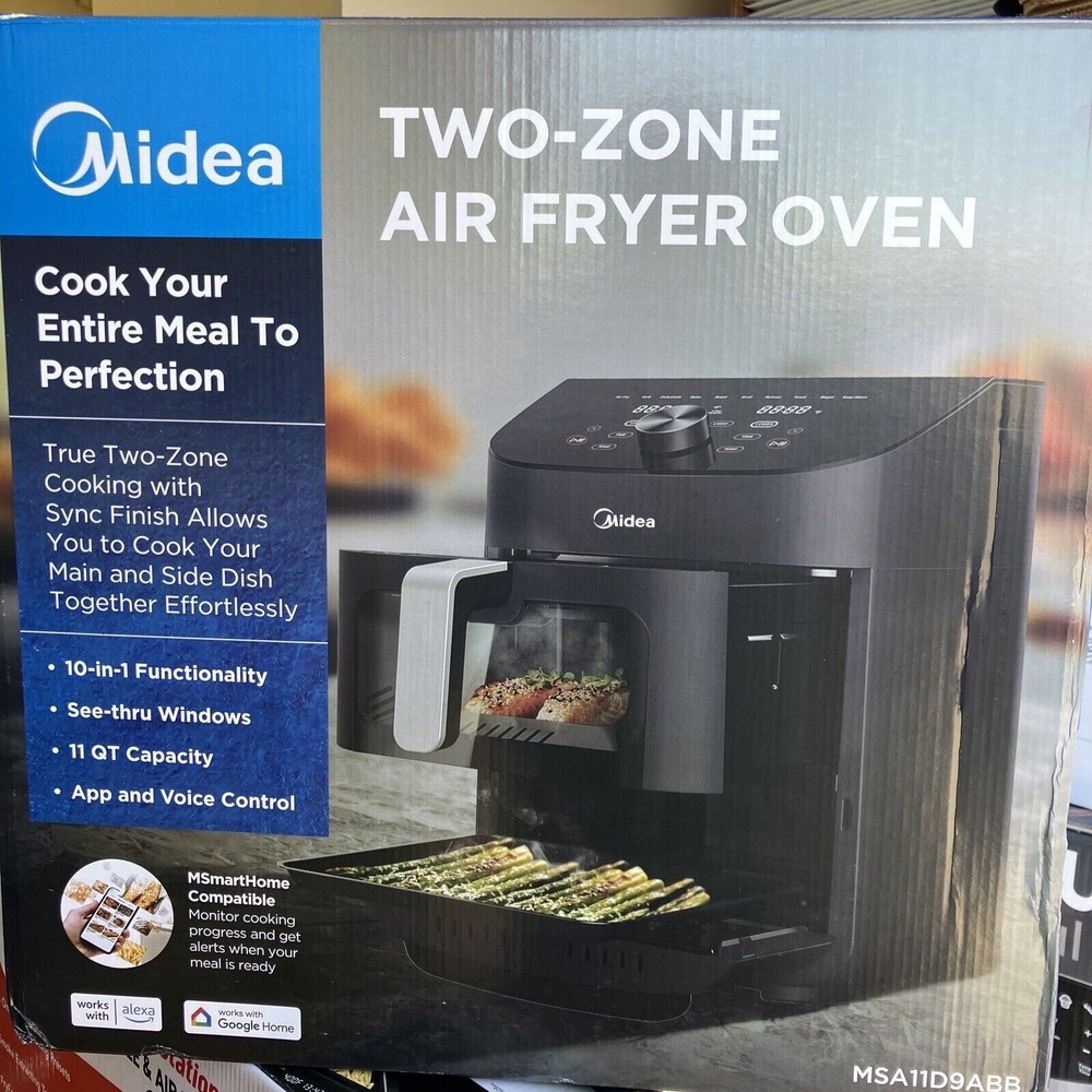MSA11D9ABB Midea Quart Two Zone Air Fryer Oven 10 Functions WiFi Alexa Googl