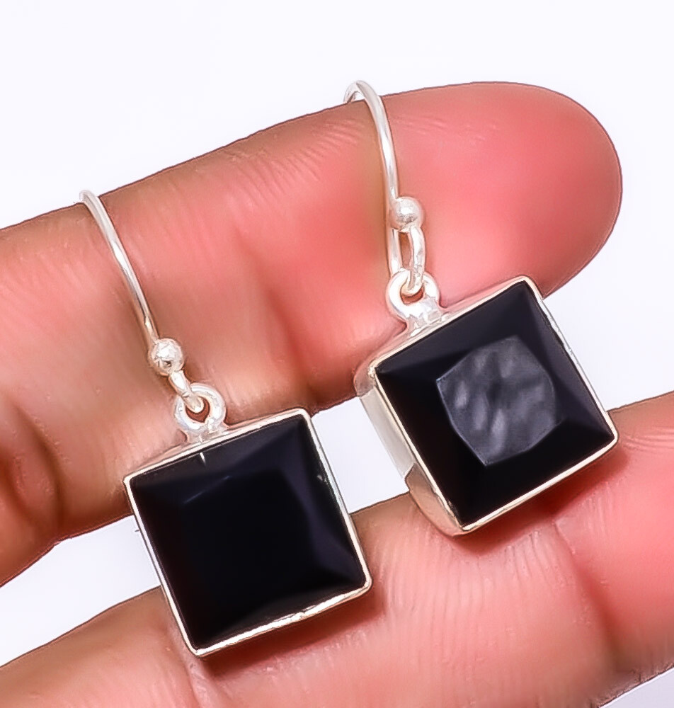 Black Onyx 925 Sterling Silver Handmade Earring 1.21