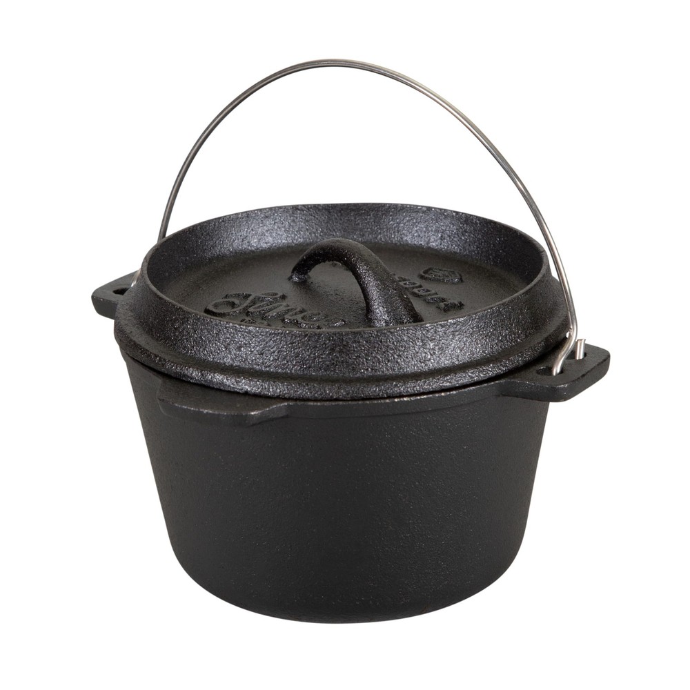 PRE-SEASONED CAST IRON DUTCH OVEN 1-QT Flat Bottom Cooking Grills Stoves Ovens