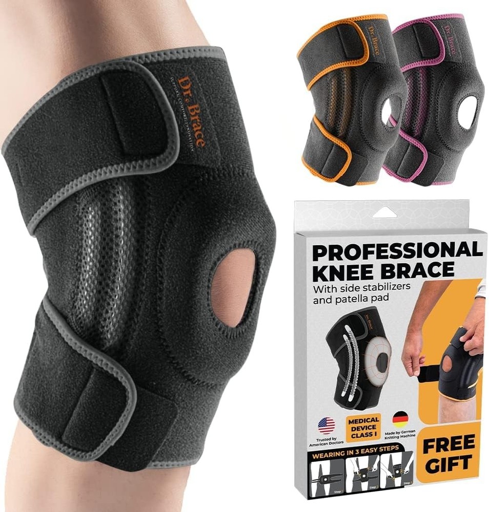 DR BRACE ELITE Knee Support with Side Stabilizers Patella Gel Pads Enhanced Stability