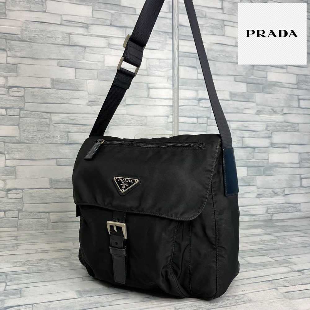 Prada Black Nylon Shoulder Bag with Adjustable Strap Preowned
