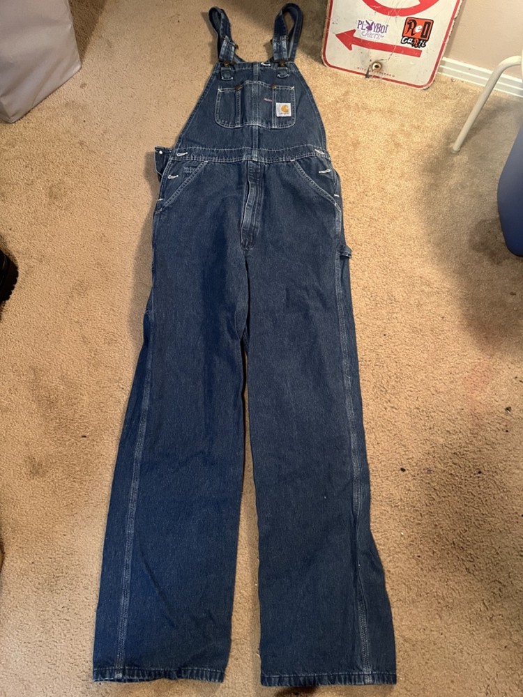 Vintage Carhartt Denim Overalls 32x34 Jean Workwear