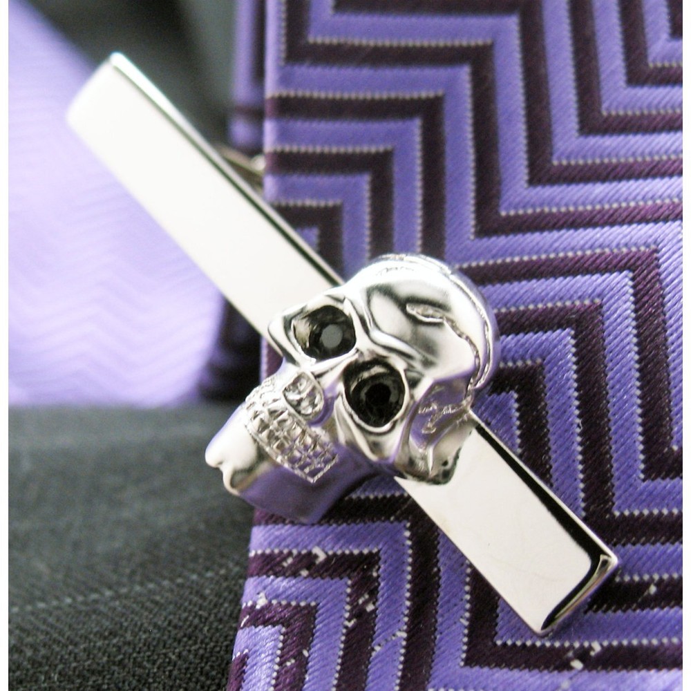 Punisher Skull Tie Bar Silver Toned Gothic Skulls Classic Men Tie Clip