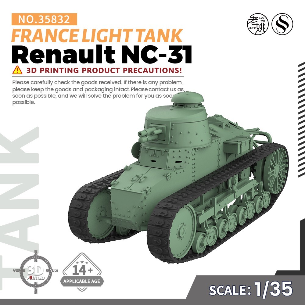 1/35 Scale France Renault NC-31 Light Tank Military Model Kit