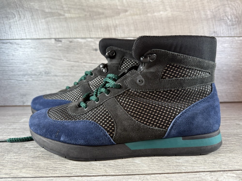 Bottega Veneta Blue Multicolor Suede High Top Sneakers Size 42.5