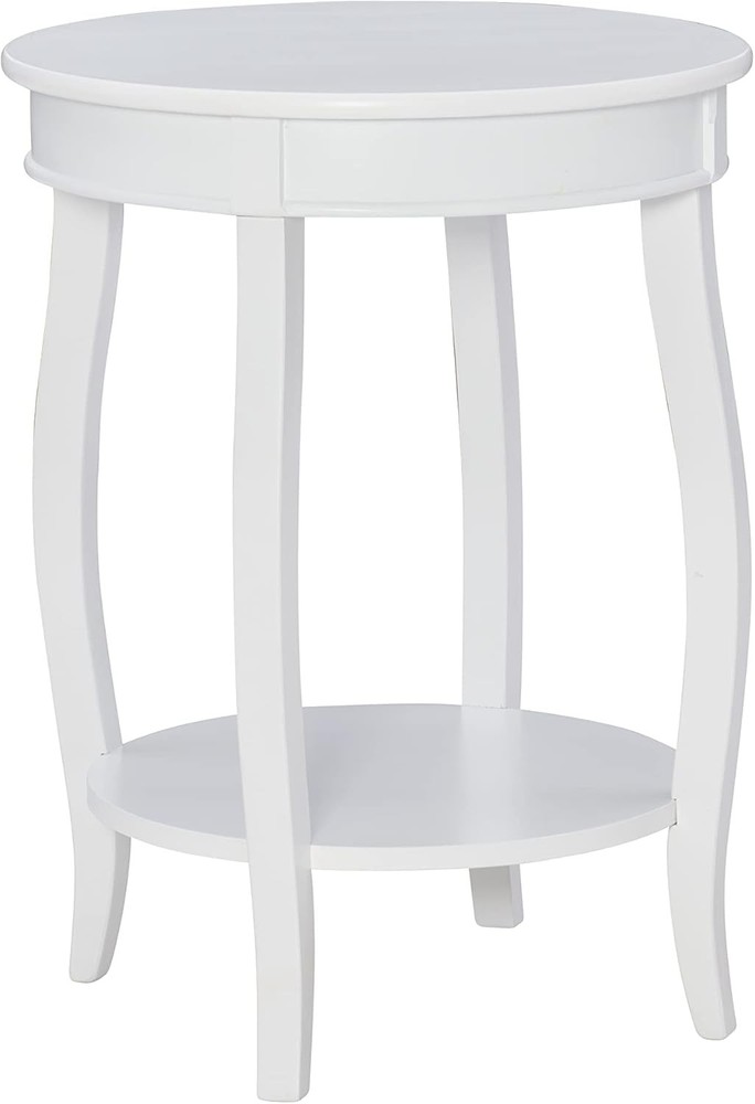 Powell Furniture Round Shelf, White Table, 18