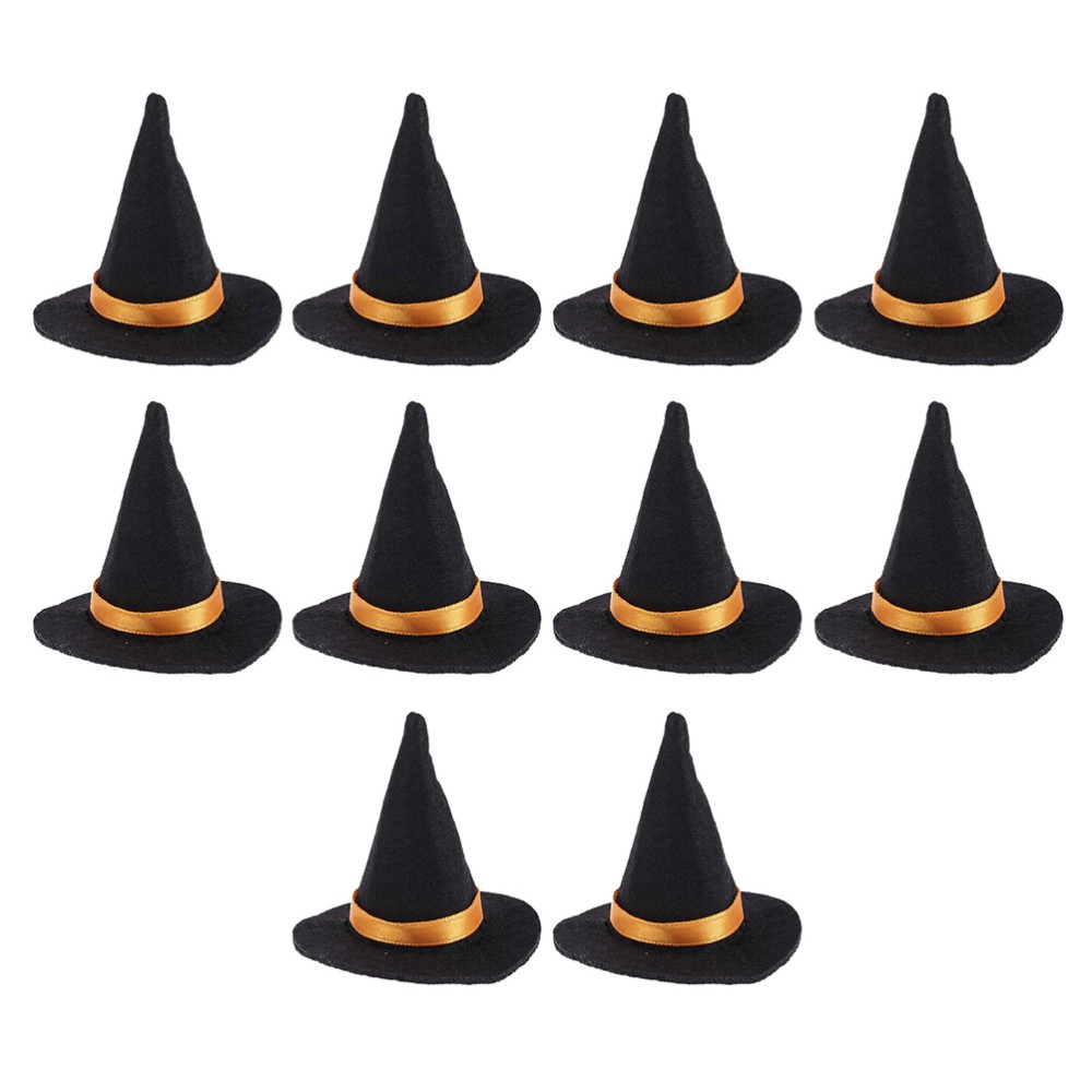 10Pcs Mini Witch Hats for DIY Crafts Halloween Hair Accessories Wine Charms