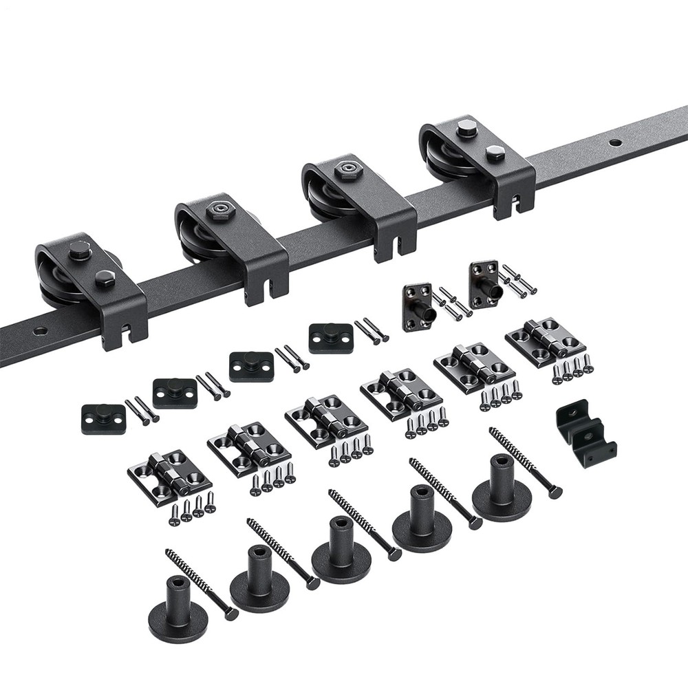 52in Bifold Sliding Barn Door Hardware Kit for 4 Doors with Flat Track and Rollers