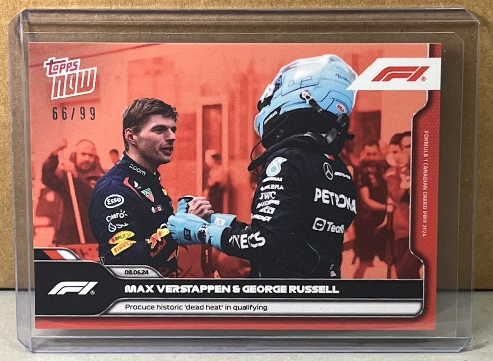 2024 TOPPS NOW Formula 1 F1 #24 MAX VERSTAPPEN GEORGE RUSSELL Red Parallel 66/99