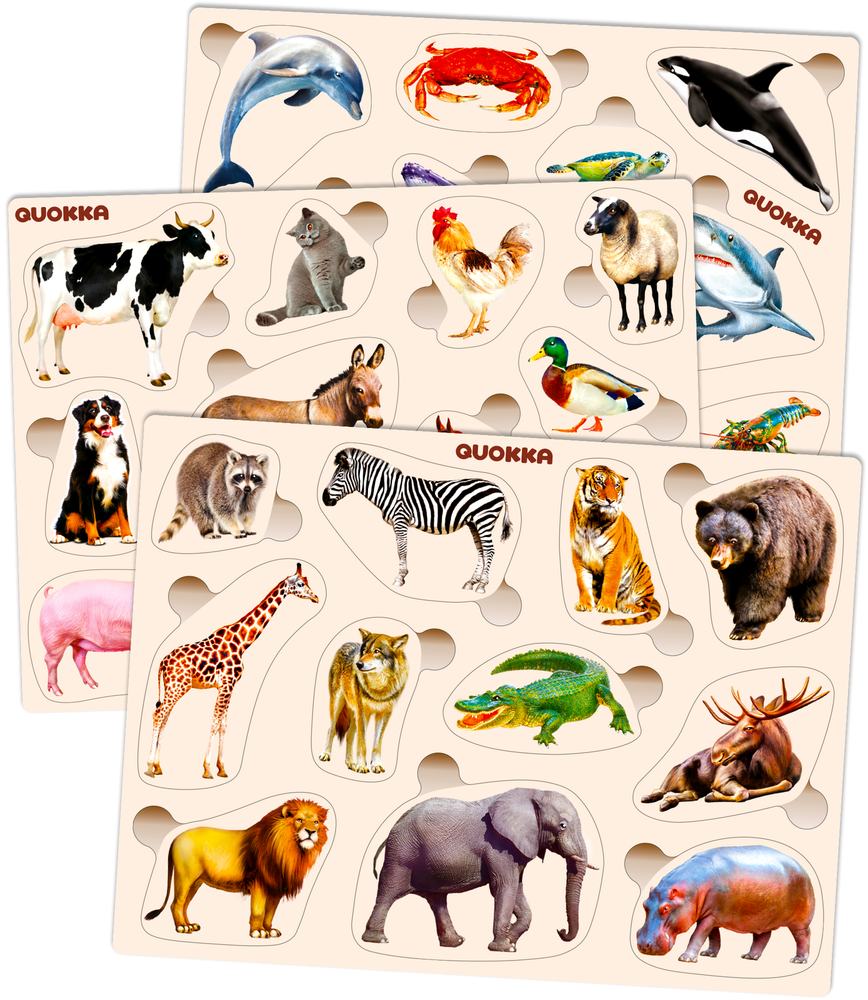 Quokka Wooden Toddler Learning Jigsaw Puzzle Set 3-Pack