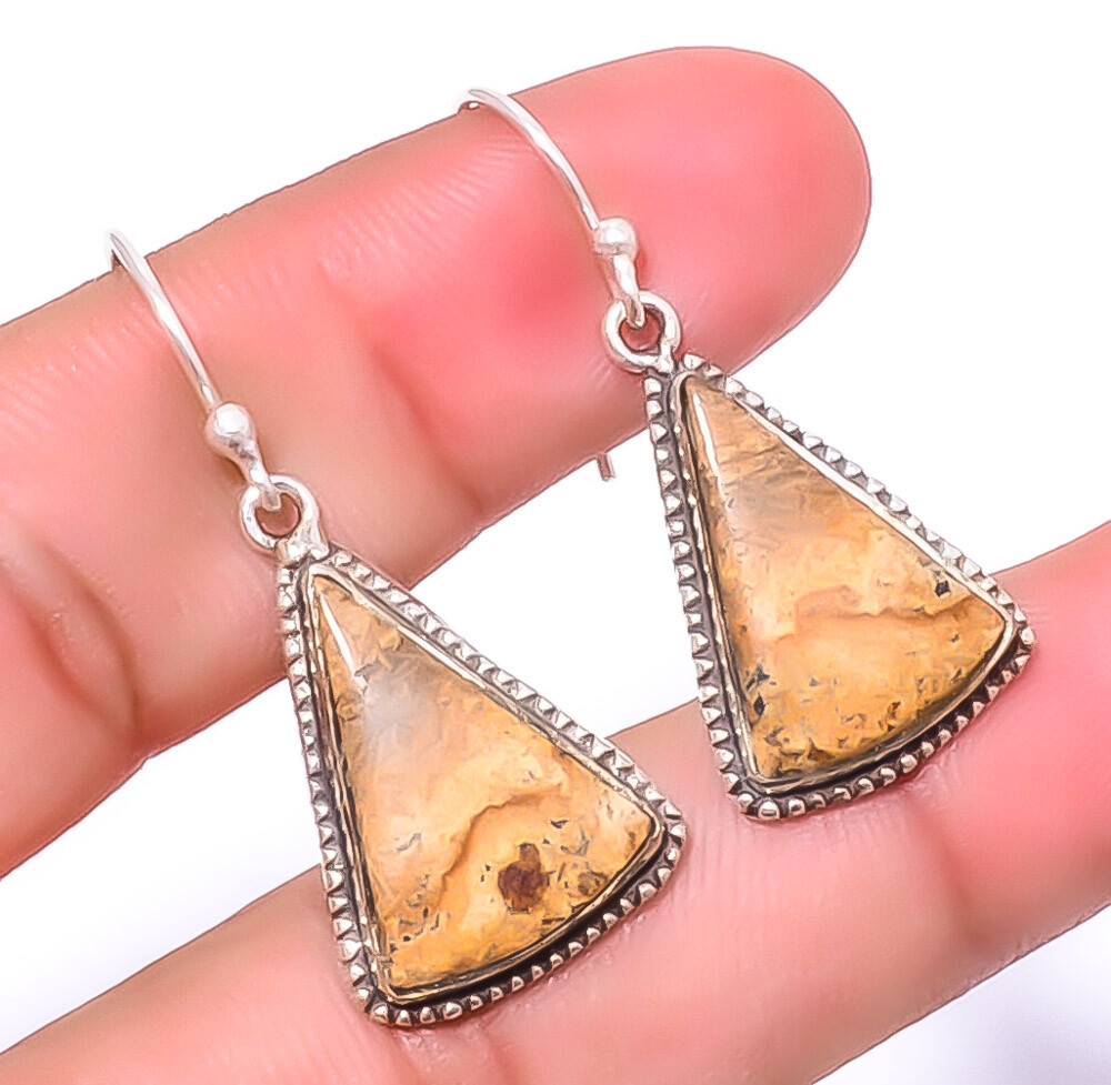 Picture Jasper - Oregon Gemstone 925 Sterling Silver Jewelry Earring 1.56