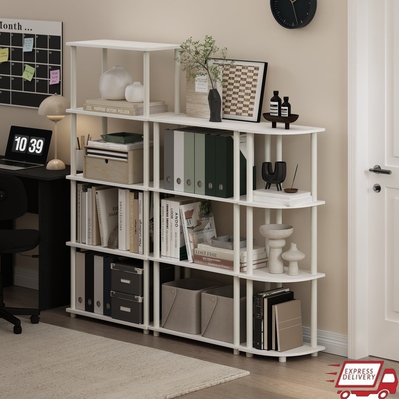 4-Tier Multipurpose Display Shelf Rack No Tools Assembly Indoor Storage Unit New