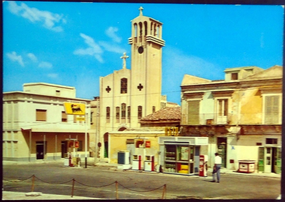 Church of the Virgin Mary of Portosalvo, Gas Station & Pumps, Pozzallo Italy