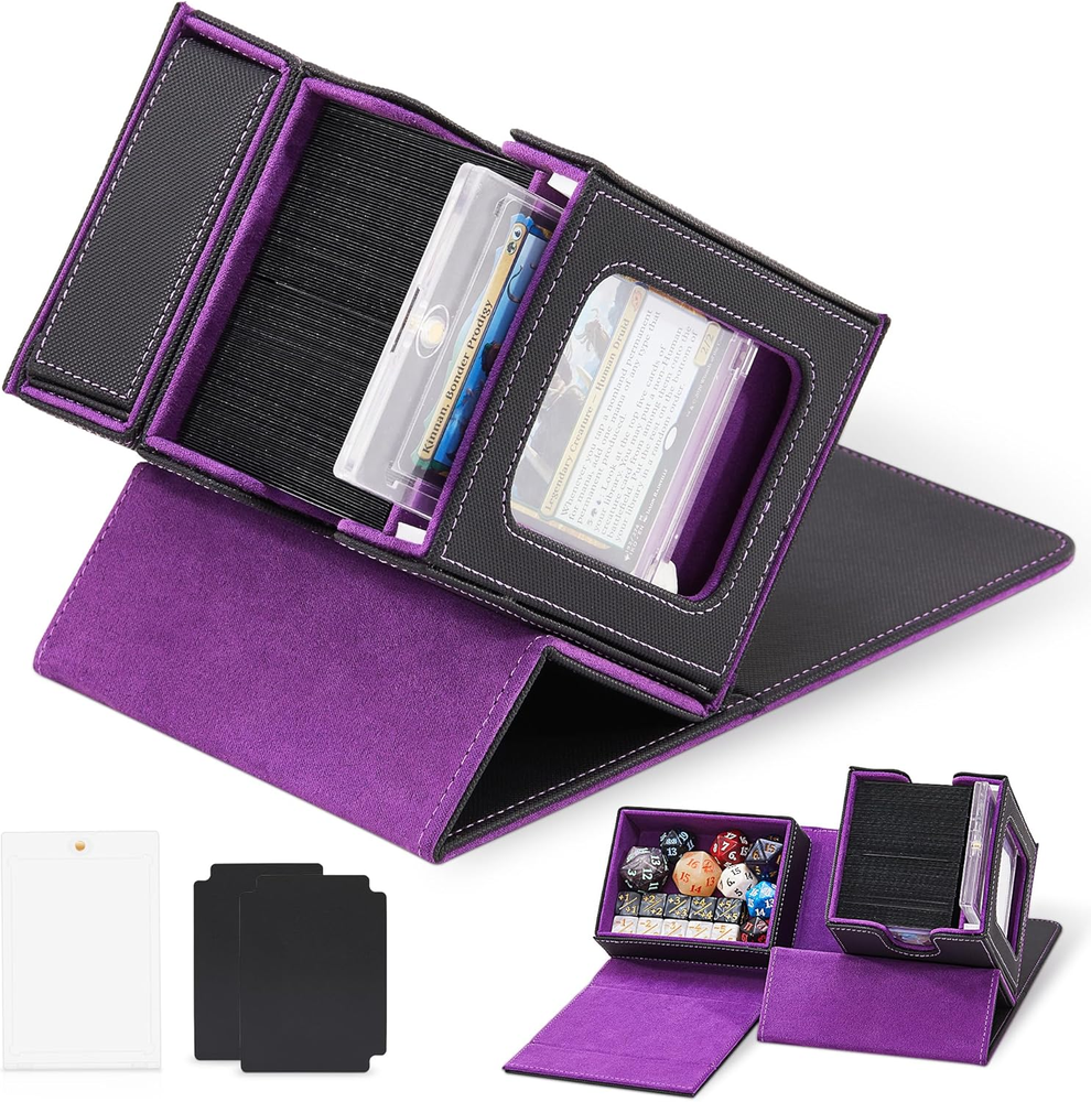 MTG Commander Deck Box with Display Window & Dice Tray, Holds 100+ Double-Sleeve