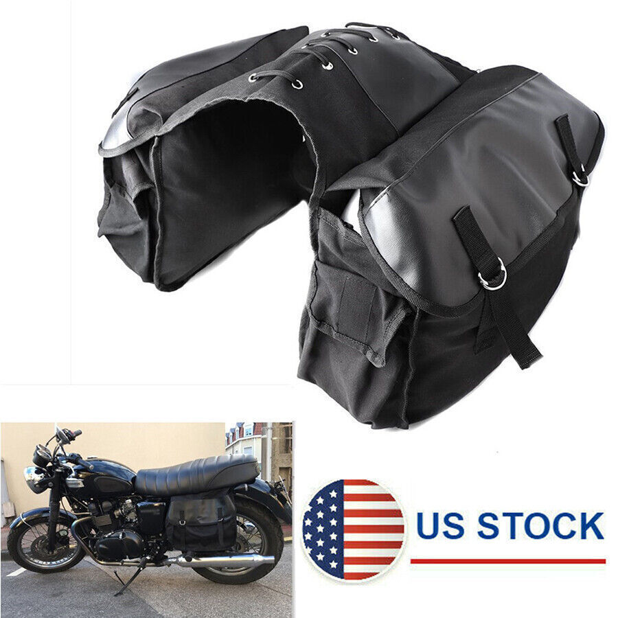 Motorcycle Bike Rear Tail Storage Bag Saddle Bags Black For Honda Suzuki