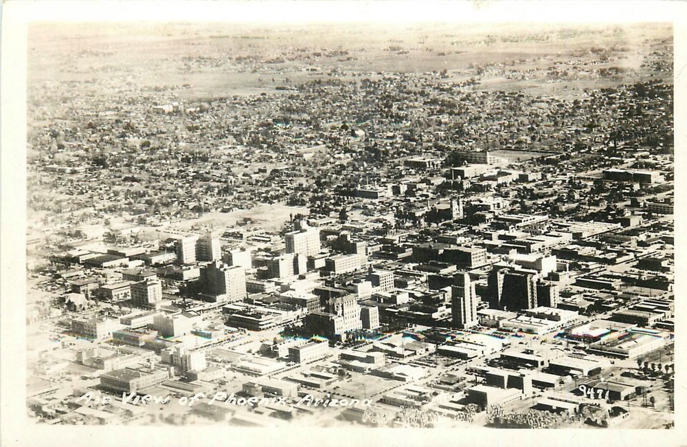 1940s Phoenix Arizona Air View RPPC Postcard 25-5064