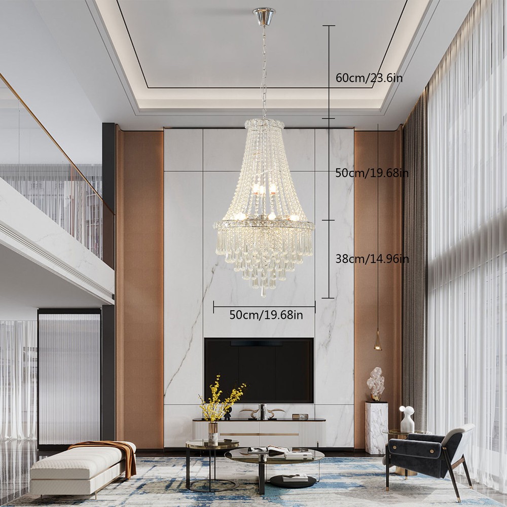 French Empire Crystal Chandelier Modern Hanging Lamp Elegant Pendant Light Lamp