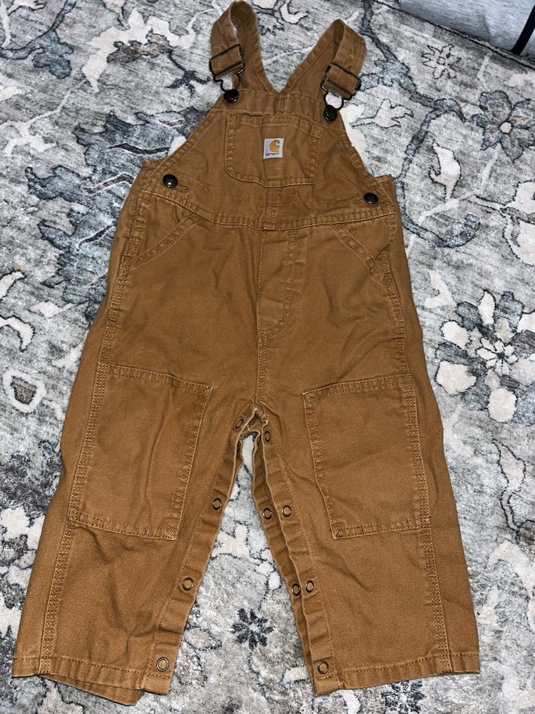 Carhartt Brown Canvas Overall One-Piece 18m Snap Closure 100% Cotton