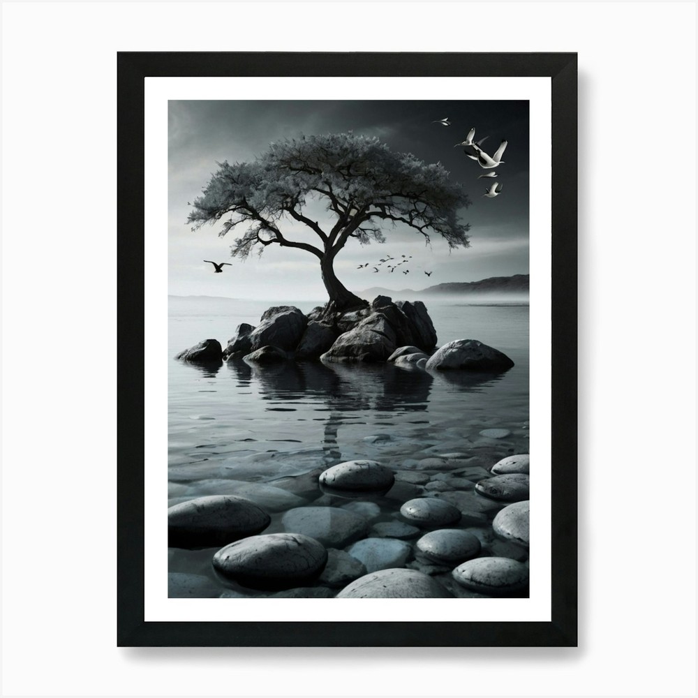 Lone Tree 8 Framed Art Print Canvas Wall Poster Picture  
