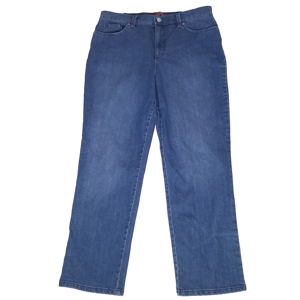 Gloria Vanderbilt Amanda Womens Blue Straight Leg Jeans Size 16 Mid Rise Short
