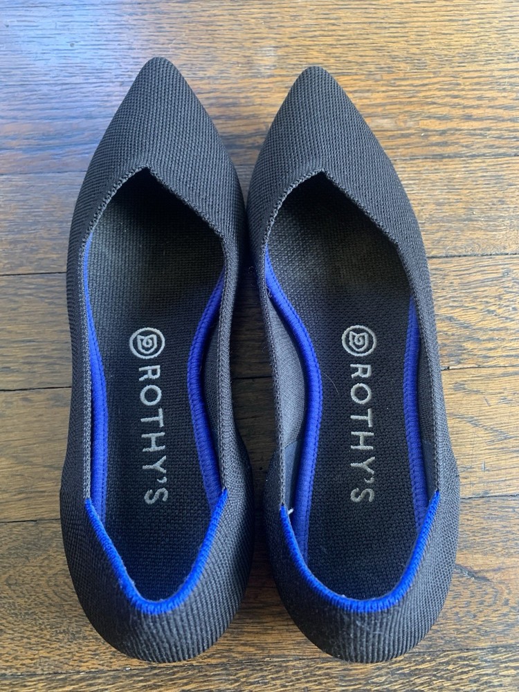 Rothy's  Pointed Toe Slip On Ballet Flats Women Shoes Size 7.5 Black