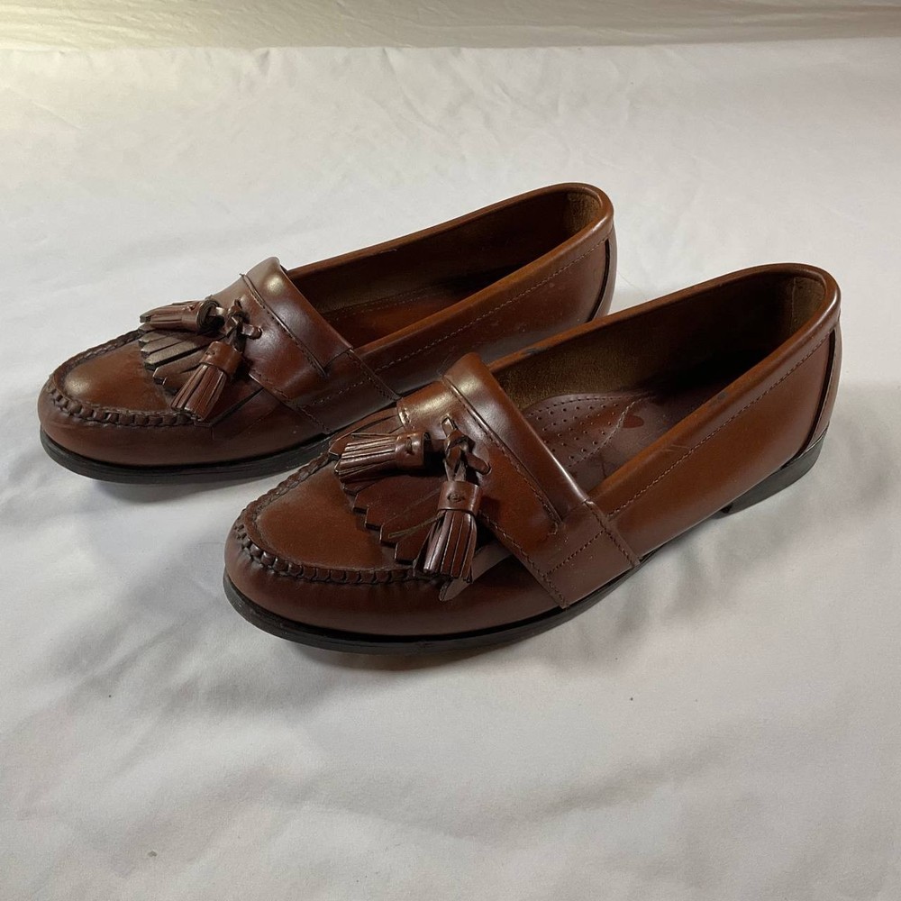 Cole Haan Brown Leather Slip On Size 8.5 Tassel Loafers Flats Womens Casual
