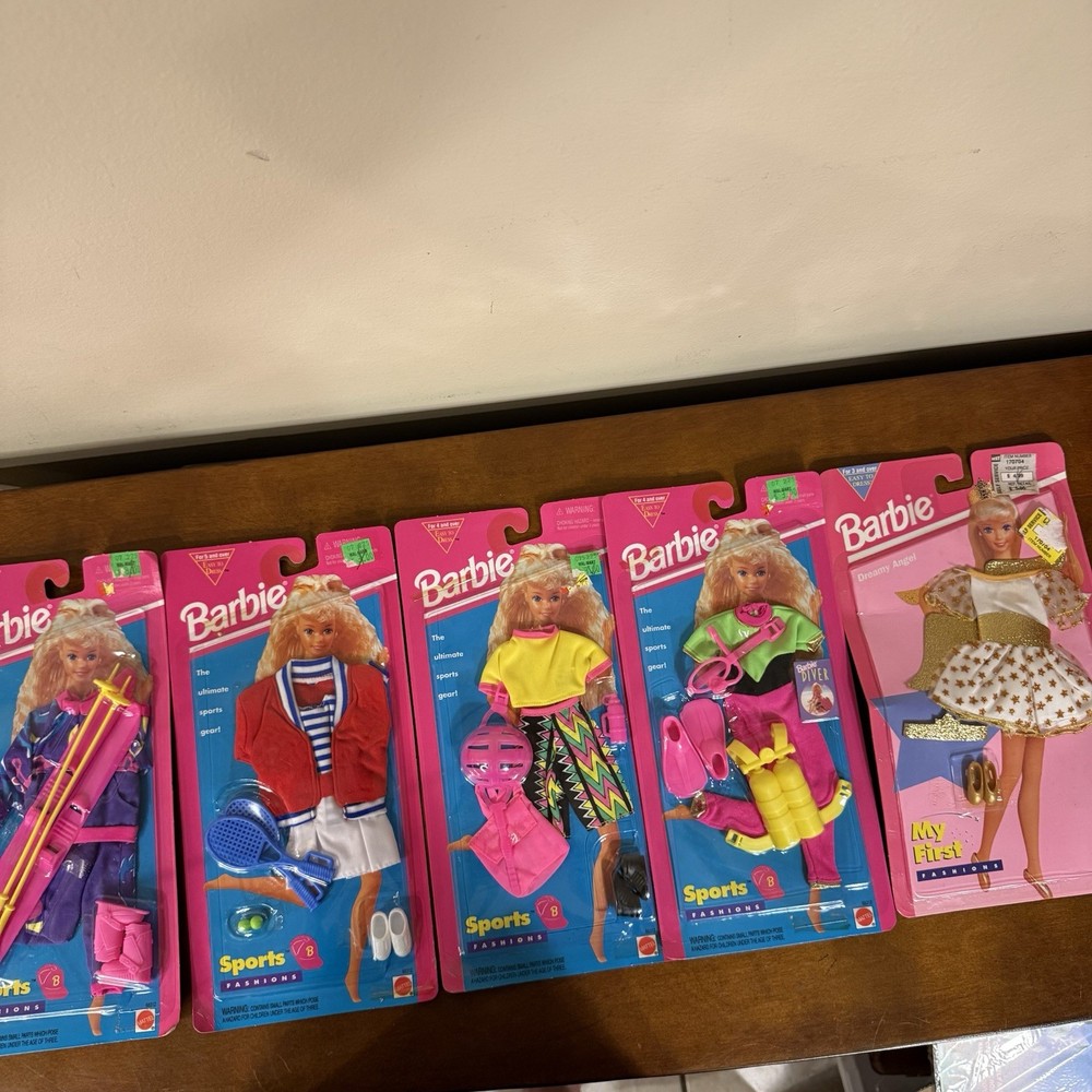 Vintage 5 Barbie Sports Fashions Clothes 90s Y2K Ski Dive Tennis Skate NOS