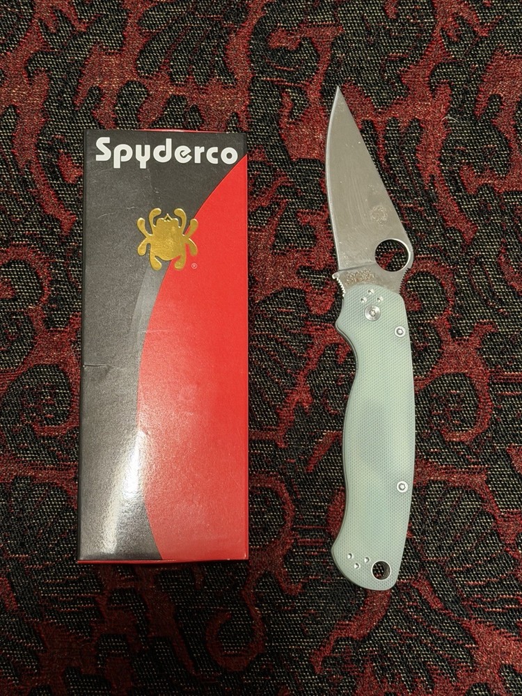 Spyderco ParaMilitary 2 Transparent Green G10 Folding Knife - Stainless
