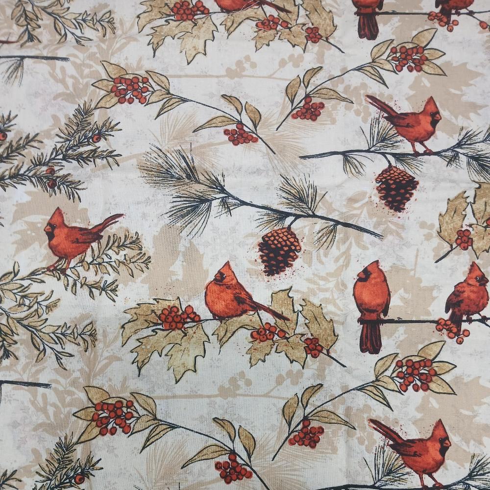 Cardinals Cotton Fabric 1/2 Yard Seasonal Printed Precut  -image
