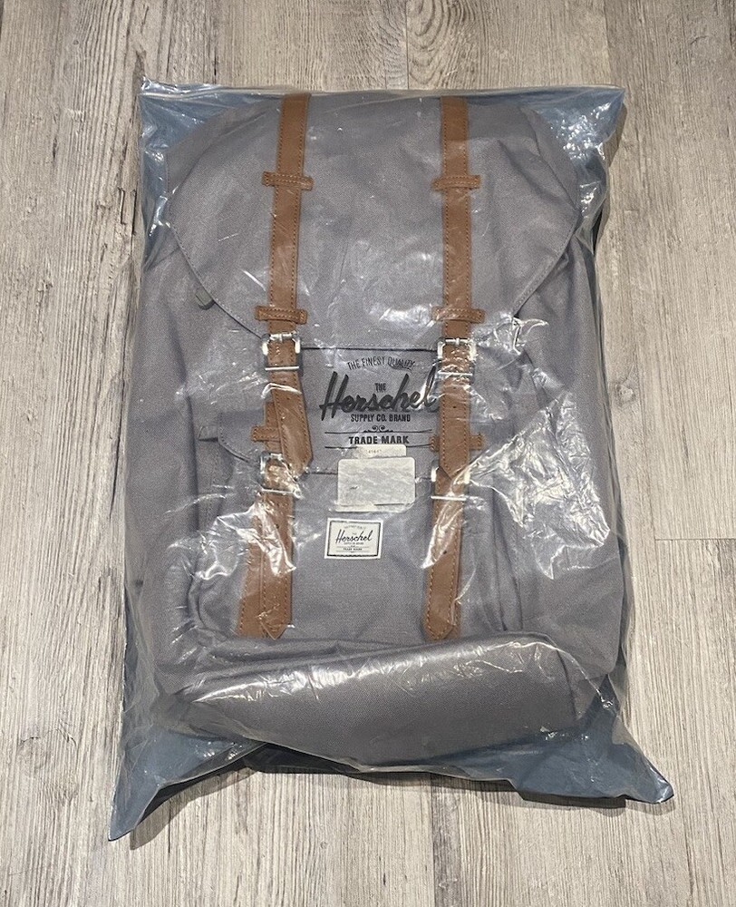 Herschel Little America 25L Backpack Grey Brown Leather New With Tags