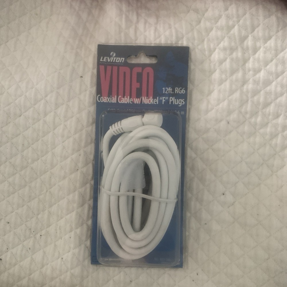 Coaxial Cable W/Nickel “F” Plugs RG6 12’ Leviton 013-C6851-12W