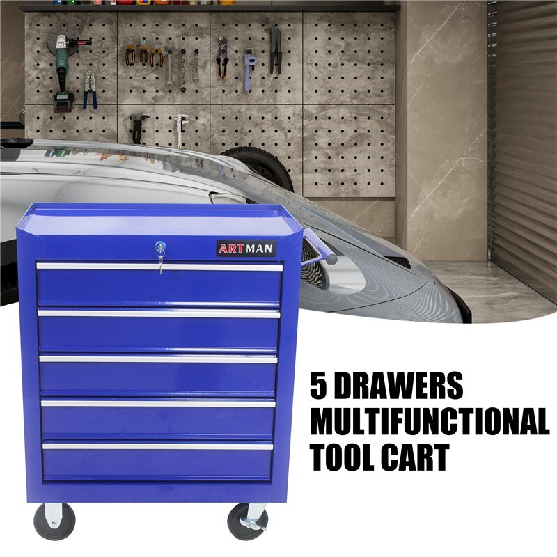 5 Drawers Rolling Tool Chest Tool Storage Cabinet Garage Cart Workshop w/ Wheels
