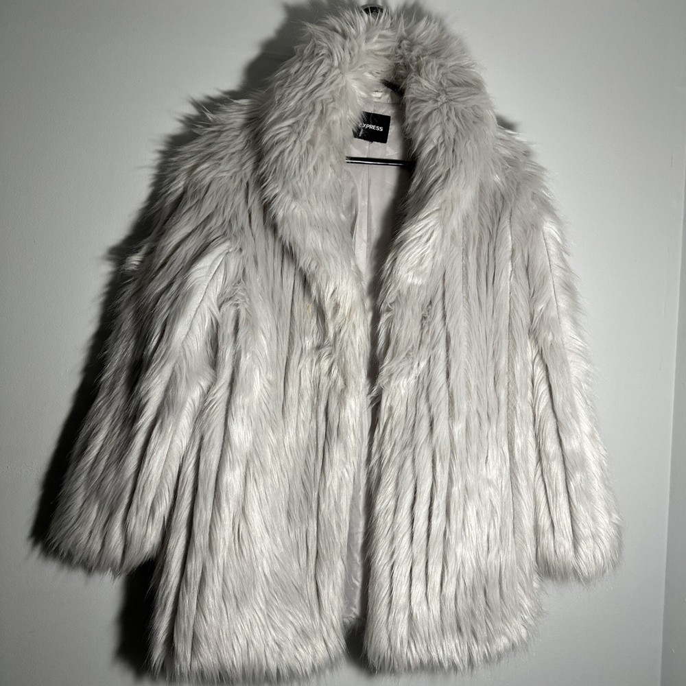 Express Oversized Faux Fur S Coat Y2K