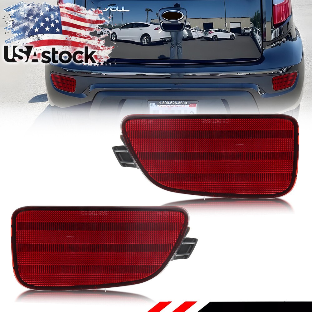 2X Red Lens Rear Bumper Tail Reflector Light Kit Set For 2012-2013 Kia Soul