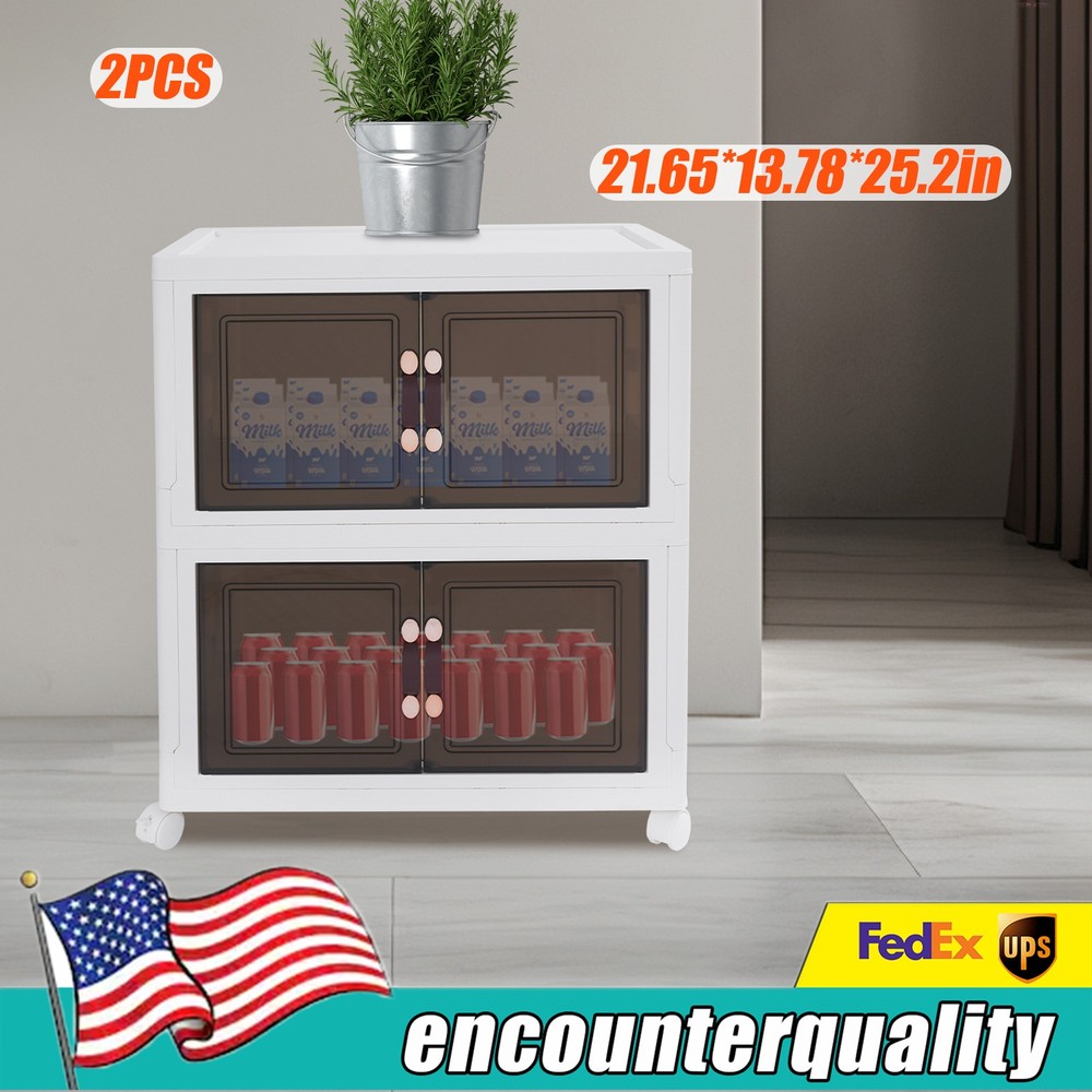 2pcs Stackable PP Storage Box for Clothes Shoes Books Organizer
