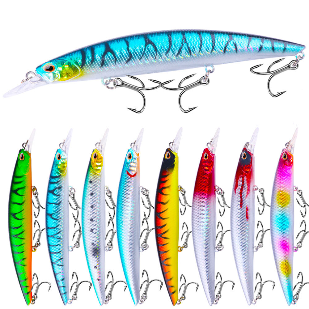 8PCS Deep Diving Minnow Lure Crankbait 13.5cm 16.4g Bass Fishing Tackle with Hooks