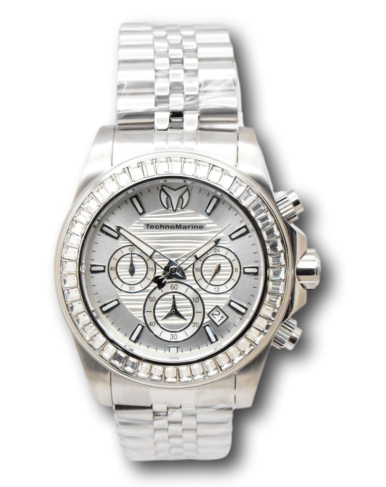TechnoMarine Manta Ray Luxe Men's 42mm Silver Crystals Chrono Watch TM-222016